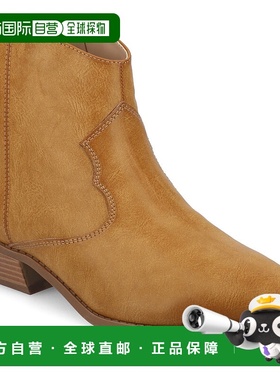 自营 journee collectionJournee女式Taliah中宽西踝靴-棕褐色 美