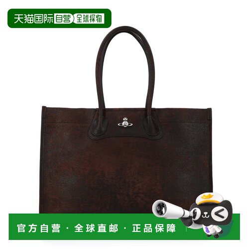 自营vivienne westwoodBrown Troy Lamb Leather Tote Bag - blac