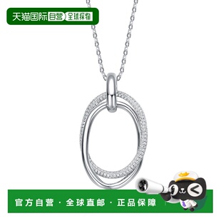 自营 genevive14k 镀金纯银钻石方晶锆石双缠绕椭圆形永恒圆吊坠