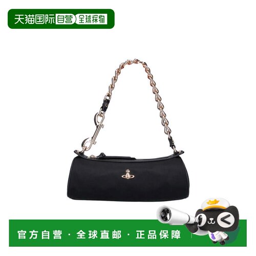 自营vivienne westwood黑色Cindy圆柱粘胶单肩包-黑色 美国奥莱直