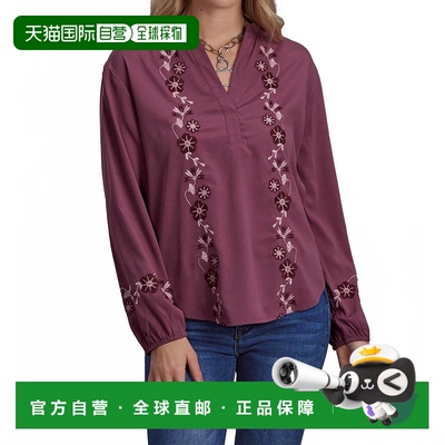 自营 roper紫红色长袖刺绣葡萄酒衬衫 美国奥莱直发新款