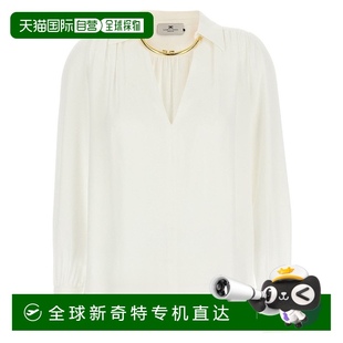 白色 自营 elisabetta franchi粘胶乔治衬衫 带可拆卸项链细节