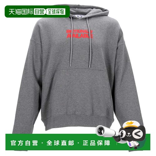 自营off-whiteRelaxed-Fit Grey Hoodie With Bold Front And Bac