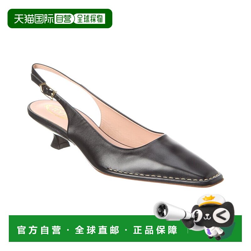 自营 tod'sTOD’s 皮革露跟高跟鞋 - 黑色 美国奥莱直发蝴蝶结