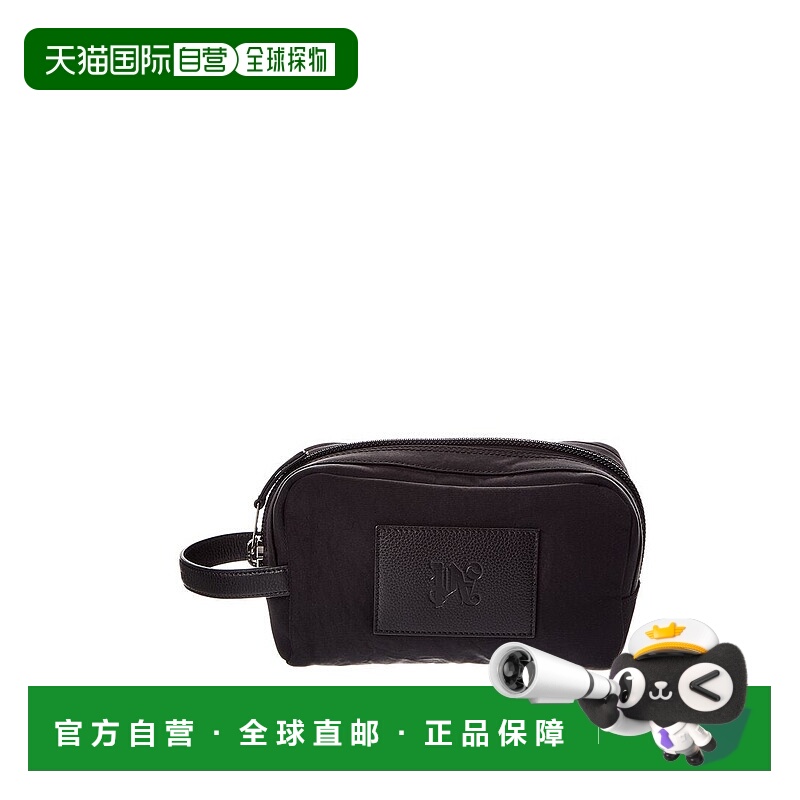 自营Palm Angels Monogram Canvas & Leather Pouch - black 美国