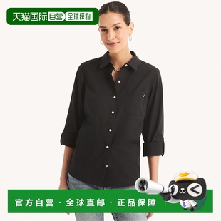 自营Nautica Womens Button-Up Shirt - black ocean wash 美国奥