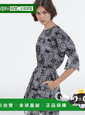 自营the kooples短款 Bandana 印花直筒连衣裙 - 黑色 美国奥莱直