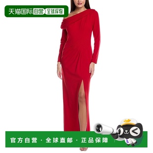 Off The Shoulder 自营Tadashi red Pleated Gown 美国奥 Shoji