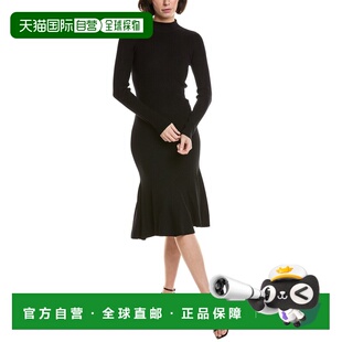 自营T Tahari Knit Flare Midi Dress - black 美国奥莱直发