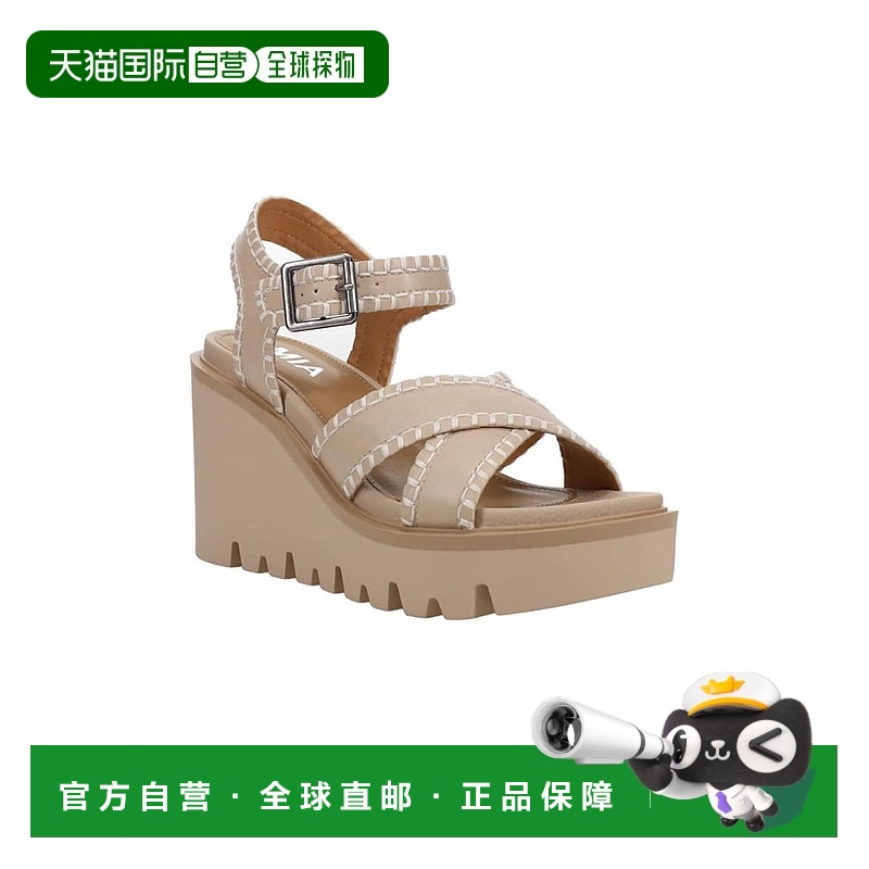 自营 mia女式Cienna楔形凉鞋裸体-裸体 美国直发厚底时尚裸色舒适