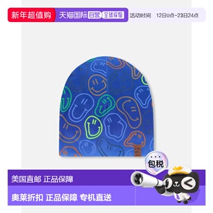 自营deux par deuxStretch Jersey Beanie Blue Printed Smileys