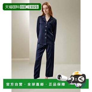 美国奥莱直发 海军蓝 自营lilysilk22 姆米全长真丝睡衣套装