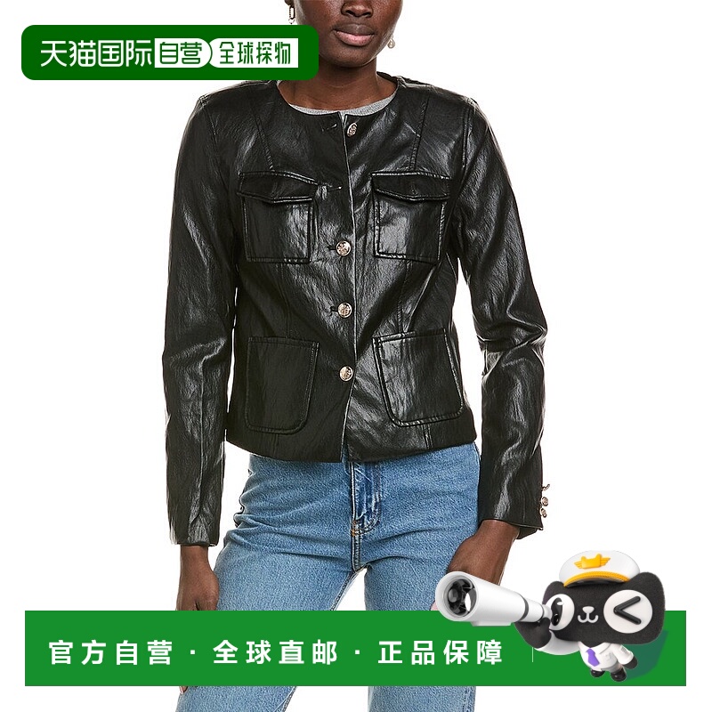 自营T Tahari Vegan Leather Jacket - black 美国奥莱直发