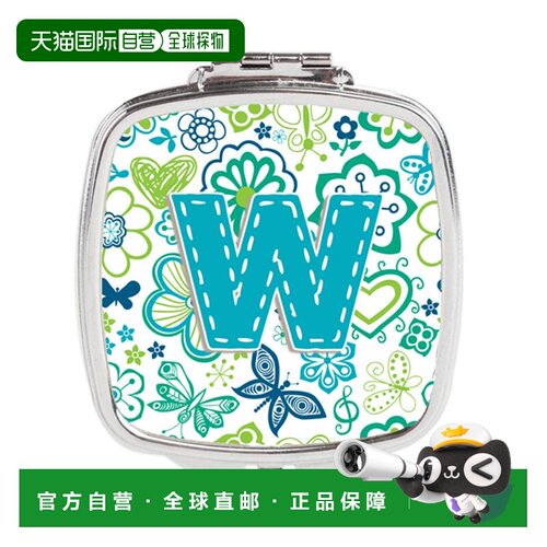 自营Carolines Treasures CJ2006-WSCM 字母 W 花与蝴蝶蓝绿正品