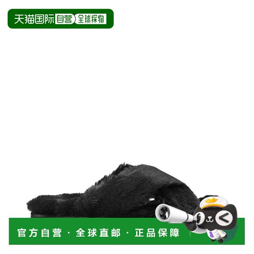 自营Stuart Weitzman Roza Lift凉鞋女式B黑色人造短绒拖鞋RHS404