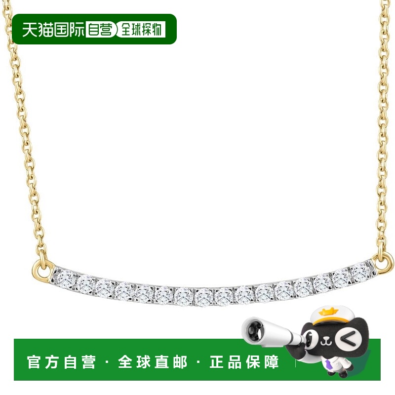 自营 pompeii31/3Ct Diamond Bar Pendant 10k Yellow Gold Neckl