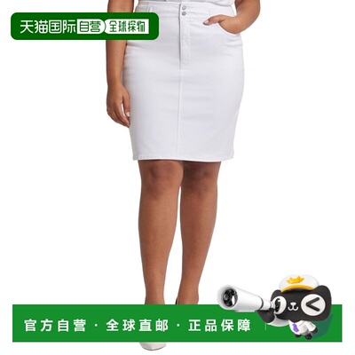 自营NYDJ Plus Optic White Skirt - white 美国奥莱直发半身裙