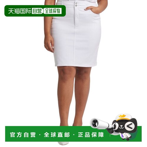 自营NYDJ Plus Optic White Skirt - white 美国奥莱直发半身裙