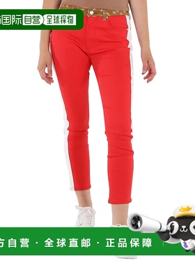 自营 Burberry Runway Fawn印花双色修身长裤-红色 美国奥莱直发