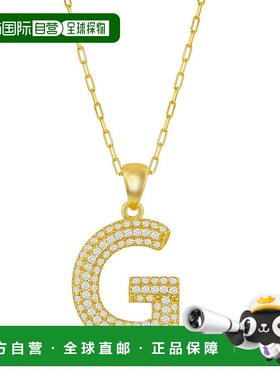 自营 simona纯银 Micro Pave CZ \'J\' Block Initial w/ 回形针