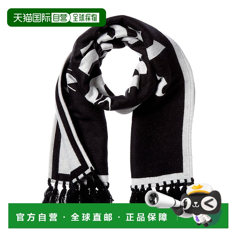 自营Palm Angels Macro Logo Wool-Blend Scarf - black 美国奥莱