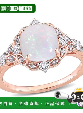 自营 mimi & max10K 玫瑰金 4/5 CT TGW 蛋白石白色蓝宝石和钻石