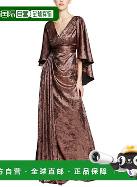 自营Theia Nadine Asymmetric Gown - gold 美国奥莱直发