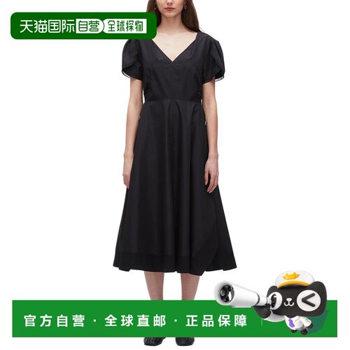 自营3.1 Phillip Lim软郁金香袖v领连衣裙-黑色 美国奥莱直发