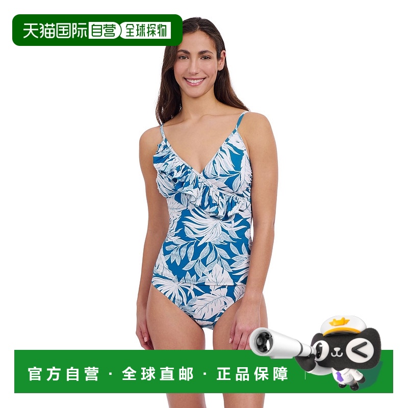 自营 profile by gottex马来亚Surplice Tankini-青色白色 美国奥