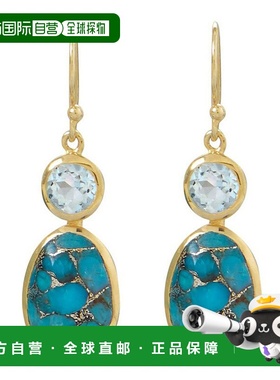 自营 liv oliver18k 金蓝色托帕石和绿松石吊式耳环 - 金 美国奥