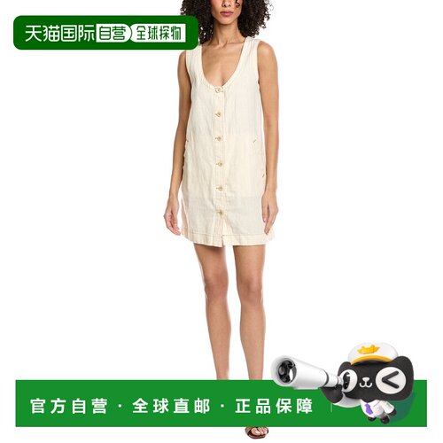 自营Faherty Linen-Blend Denim Malibu Mini Dress - white 美国
