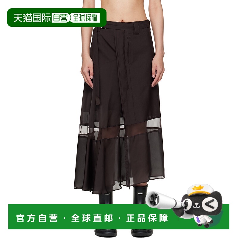 1h可退 香港直邮潮奢 Sacai 女士 棕色 Suiting 半身裙 2507948