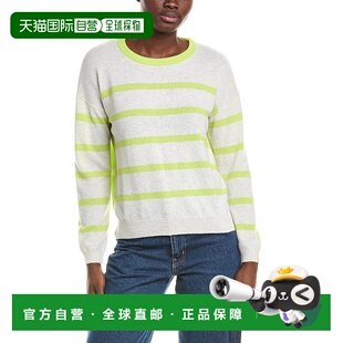 灰色 cashmereBrodie双色方形条纹羊绒毛衣 美国奥莱 brodie 自营