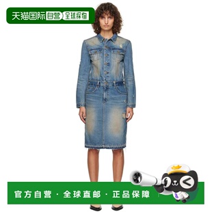 1h可退 【美国直邮】we11done 蓝色洗水牛仔中长连衣裙 女装 女士