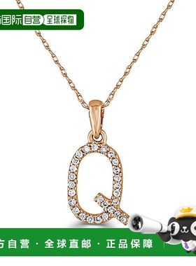 自营 sabrina14k 玫瑰金和钻石初始项链 - 玫瑰 q 美国奥莱直发