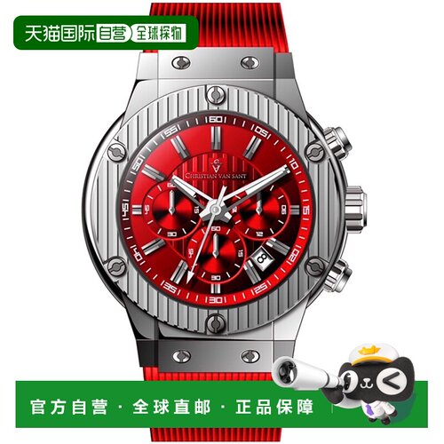 自营Christian Van Sant Men's Monarchy Red Dial Watch - red