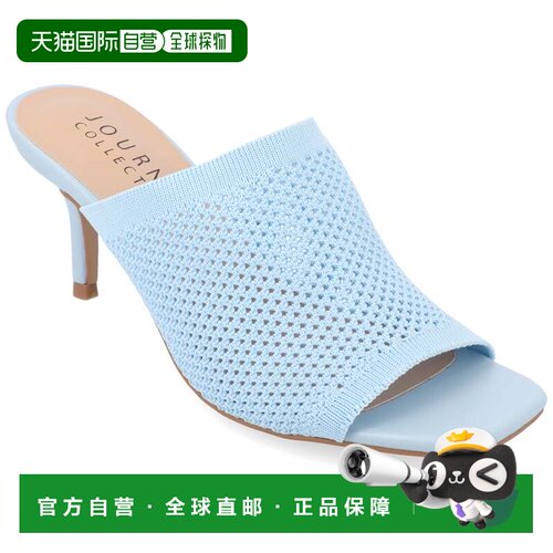 自营Journee Collection女式Leighton软针织露趾高跟鞋-蓝色 美国
