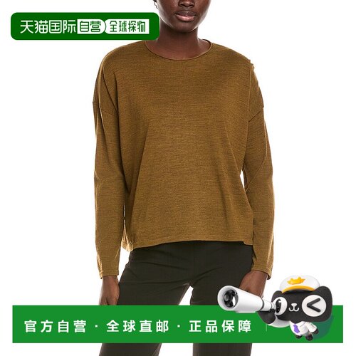 自营EILEEN FISHER Crewneck Wool Sweater - blue 美国奥莱直发