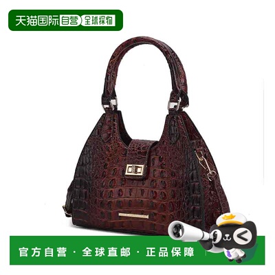 自营mia k collectionAva Faux Crocodile-Embossed Vegan Leathe