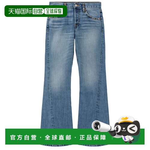 自营redoneTwisted Mid Rise Bootcut棉质牛仔裤-蓝色 美国奥莱直