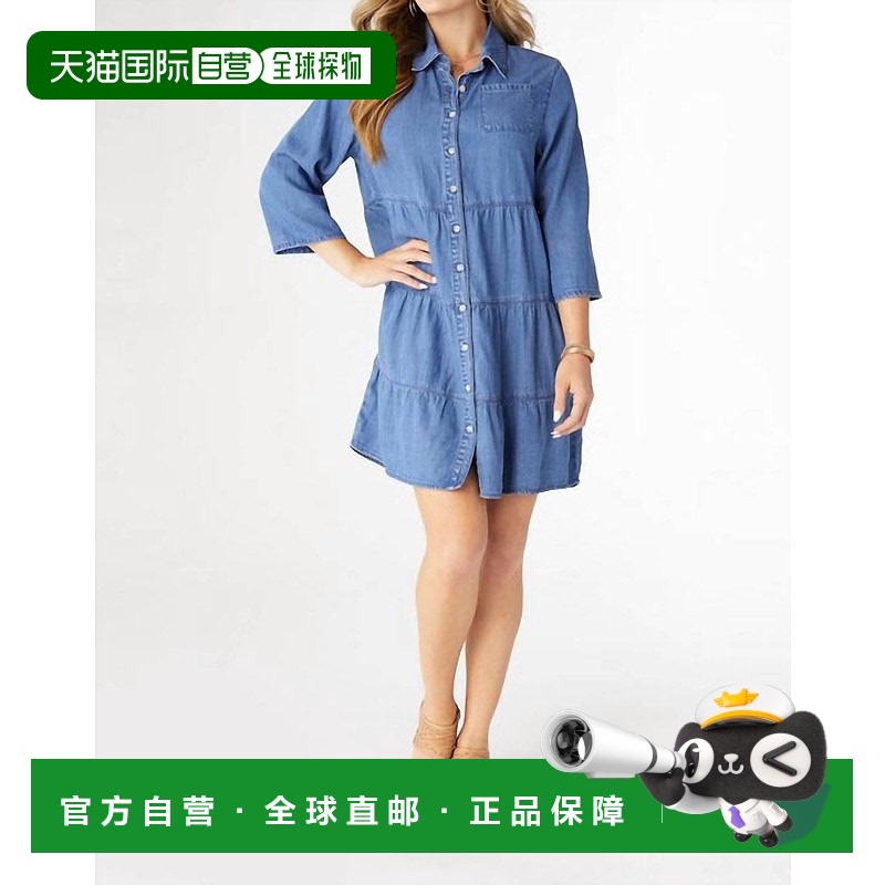 自营coco + carmenMarissa Tiered Chambray连衣裙，中号牛仔 美
