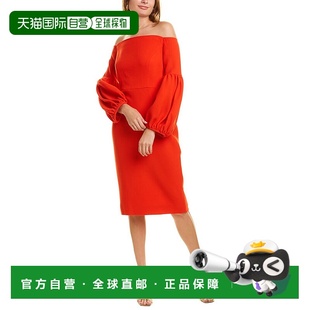 红色 自营 露肩羊毛混纺连衣裙 Rose 美国奥莱直发 Lela