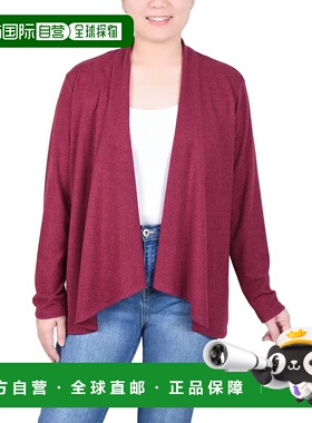 自营 Ny Collection摇摆开衫毛衣女式勃艮第针织长袖FTS1126-红色