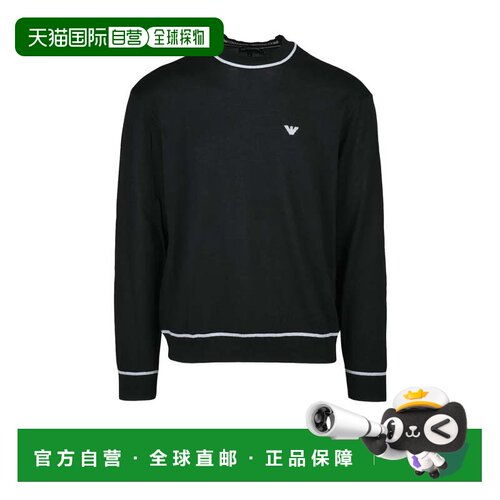 自营emporio armaniFine Knit Virgin Wool Sweater - Black - bl