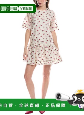 自营 GANNI Organza Jacquard Mini Dress - white 美国奥莱直发