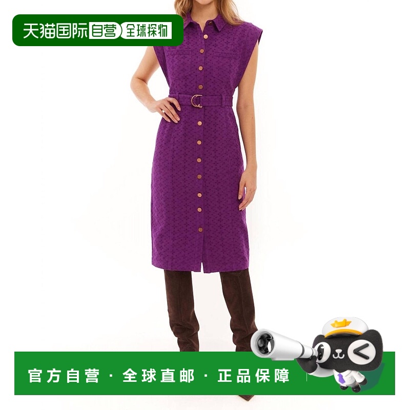 自营allisonAvril Eyelet Twill Dress In Eggplant - eggplant