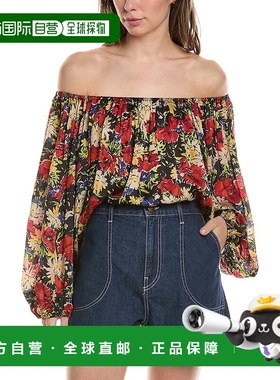 自营 the great.THE GREAT 棕榈叶顶 - 蓝色 美国奥莱直发上衣