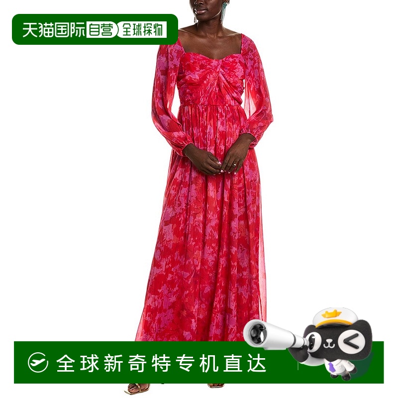 自营 ML Monique Lhuillier Emery 雪纺长裙 - 红色 美国奥莱直发