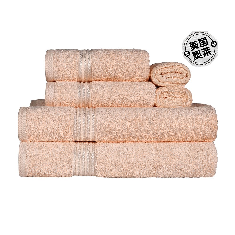 superior埃及棉 600 GSM，6 件套毛巾，2 浴 2 手，2 脸 - 桃子