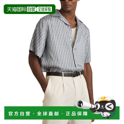 自营Reiss Relic字母组合印花衬衫-蓝色 美国奥莱直发
